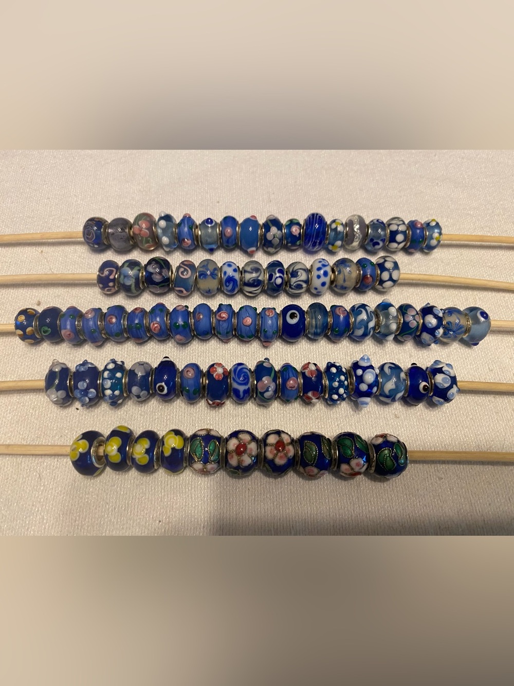 Glass Beads - European large hole style - Real Silver - 300 beads
